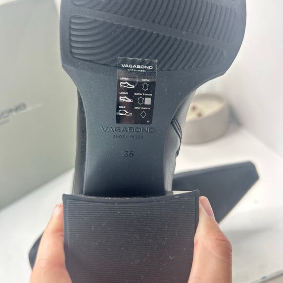 Vagabond Vivian Leather Chunky Block Heel Pointed Toe Boot Black Women 6/EU36NWB - Picture 9 of 9